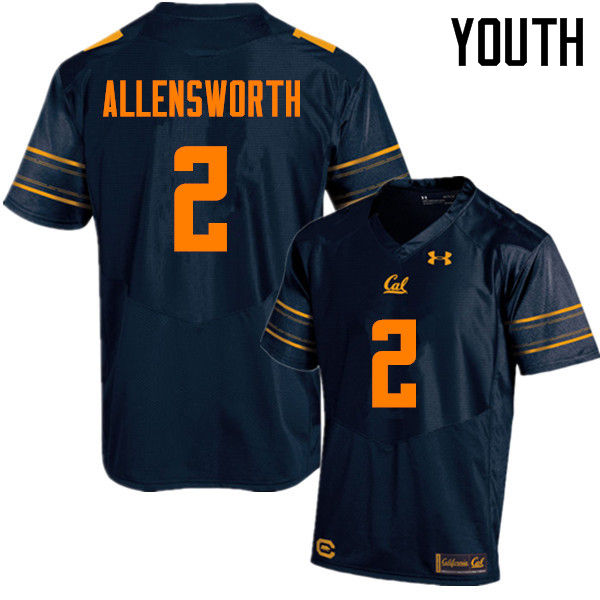 Youth #2 Darius Allensworth Cal Bears (California Golden Bears College) Football Jerseys Sale-Navy